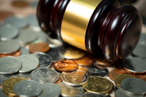 gavel and coins