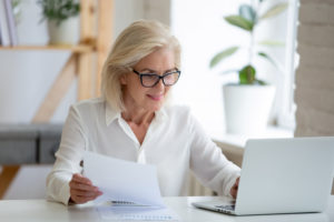 older woman doing internet research