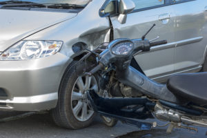 motor bike and car crash