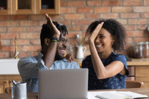 black couple happy to get money