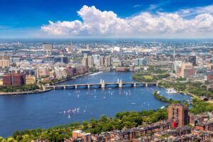 panoramic aerial view boston massachusetts