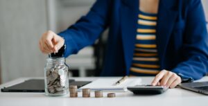 woman counting coins