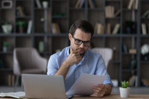 businessman reviewing his budget