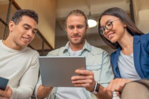 friends excited to see their friend’s loan application status