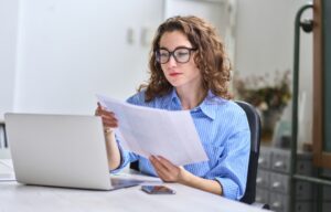 woman reviewing her finances